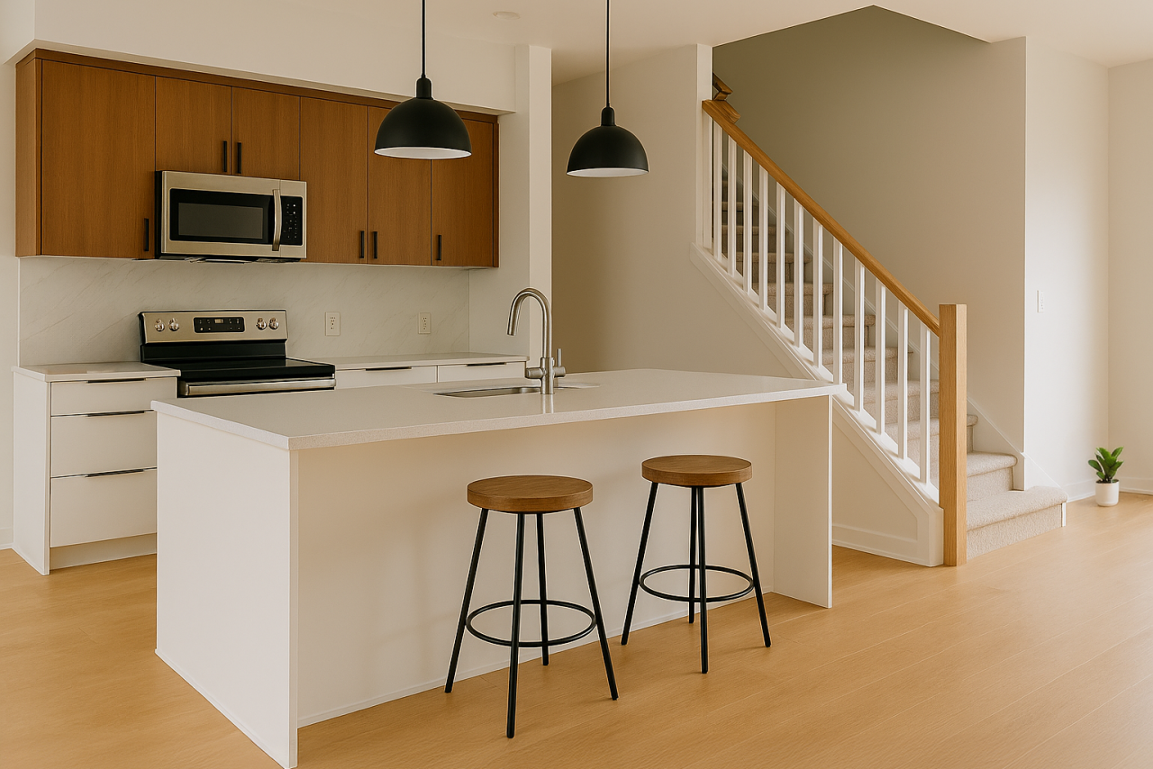 A modern home featuring Stairs